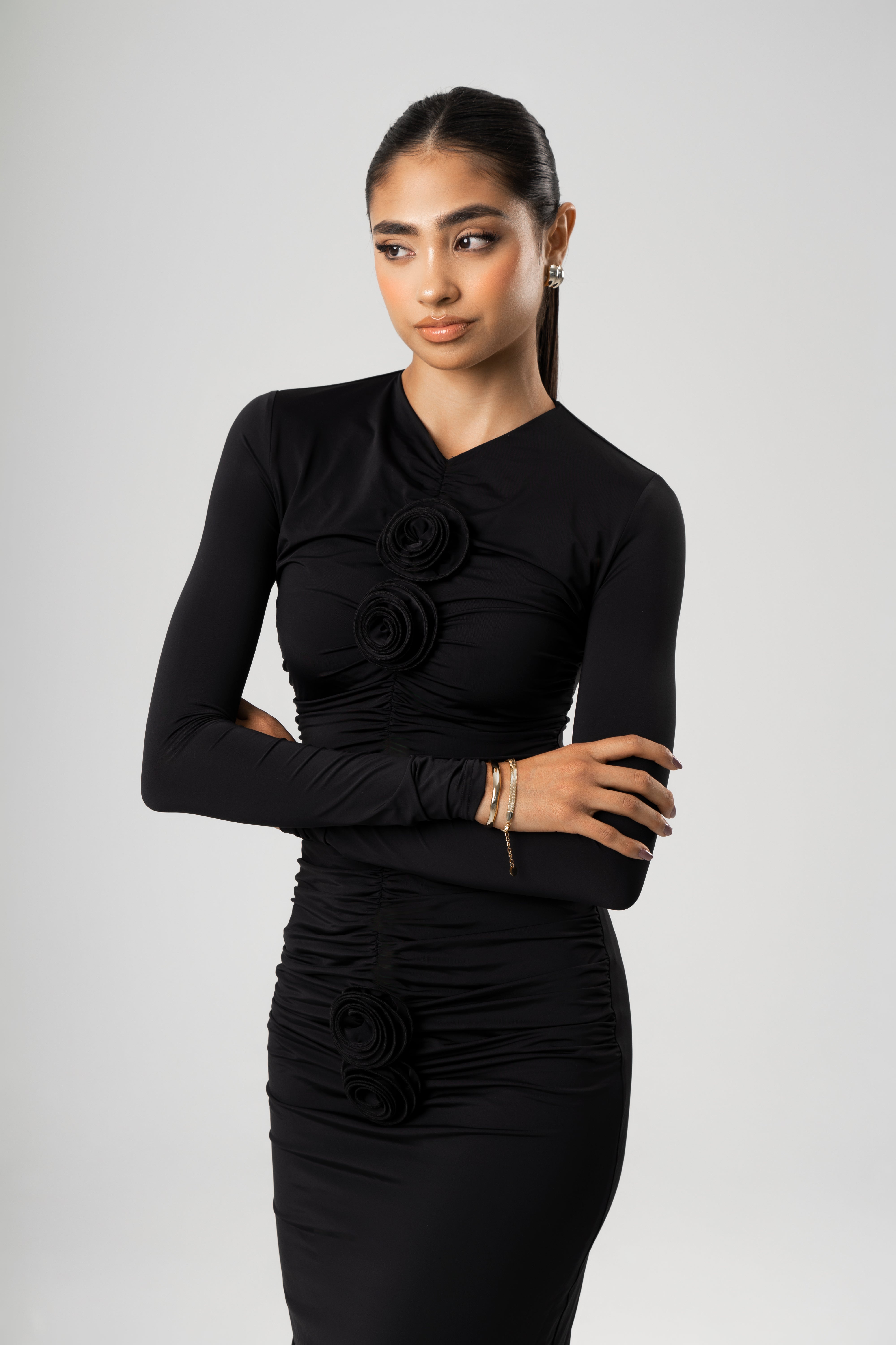 NAYA MIDI DRESS - BLACK