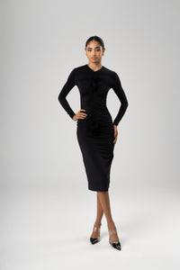 NAYA MIDI DRESS - BLACK