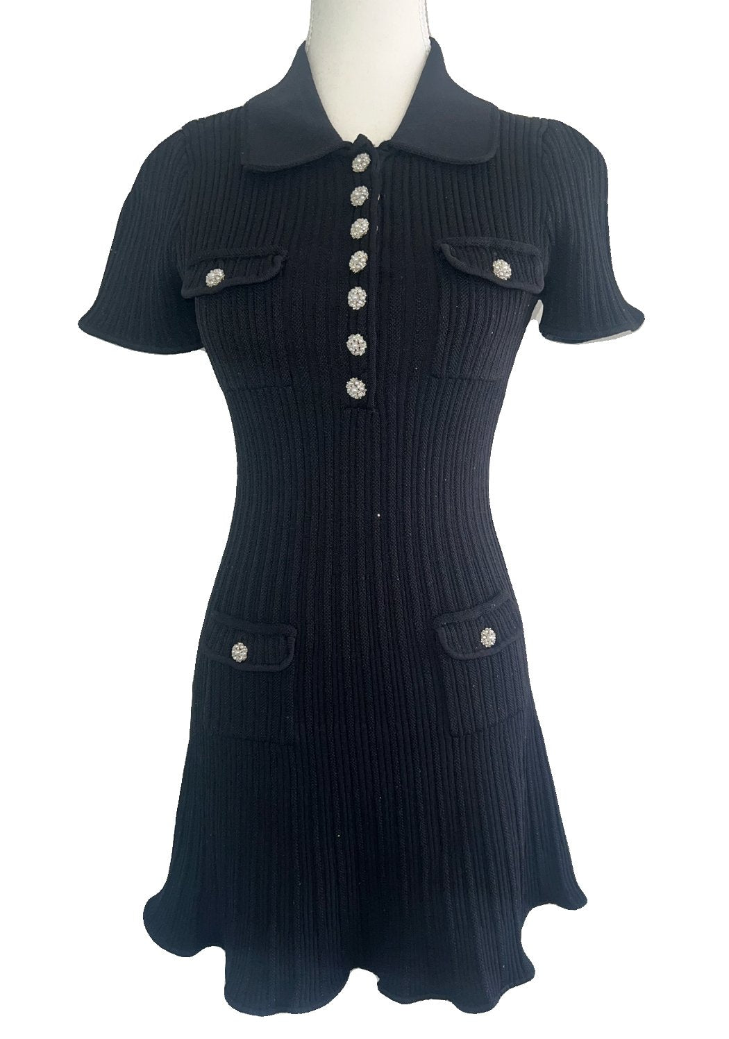 ELLE RIBBED KNIT DRESS - BLACK